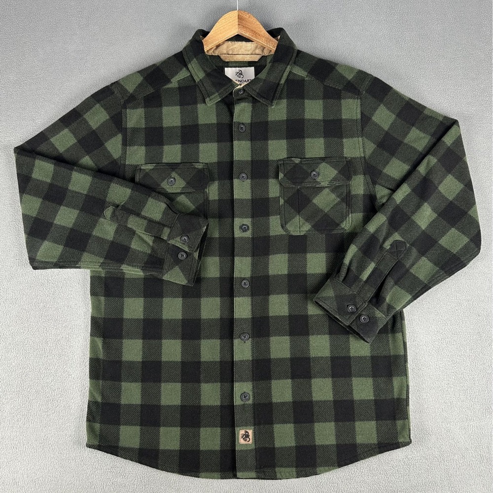 Legendary‎ Whitetails Shirt Shacket Large Green Forest Plaid Navigator Fleece